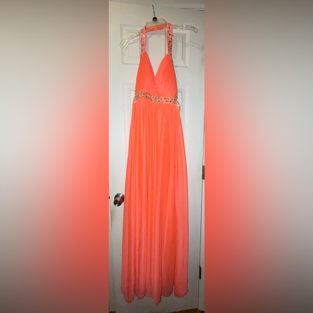 Hot pink/peach prom dress